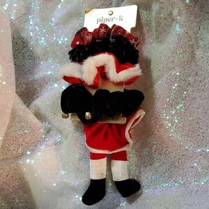 NWT Piper K Festive Santa Christmas Red and Black 5 Piece Hair Scrunchie Set